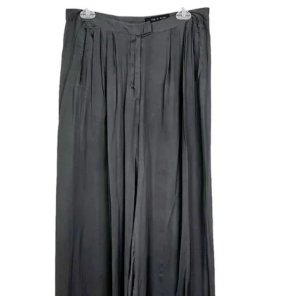 Rag & Bone Silky Wide Leg Charcoal Gray Pants 8